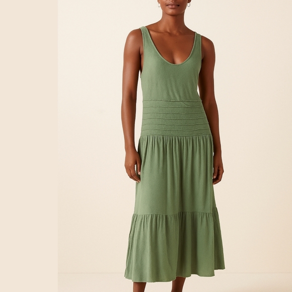 Anthropologie Dresses & Skirts - Anthropologie Postmark Sage Green Sleeveless Scoop Neck Smocked Waist Maxi Dress